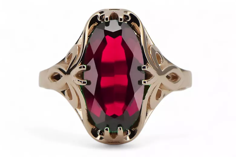 Anneau Vintage Rubis Or rose 14 carats vintage d'origine vrc082r